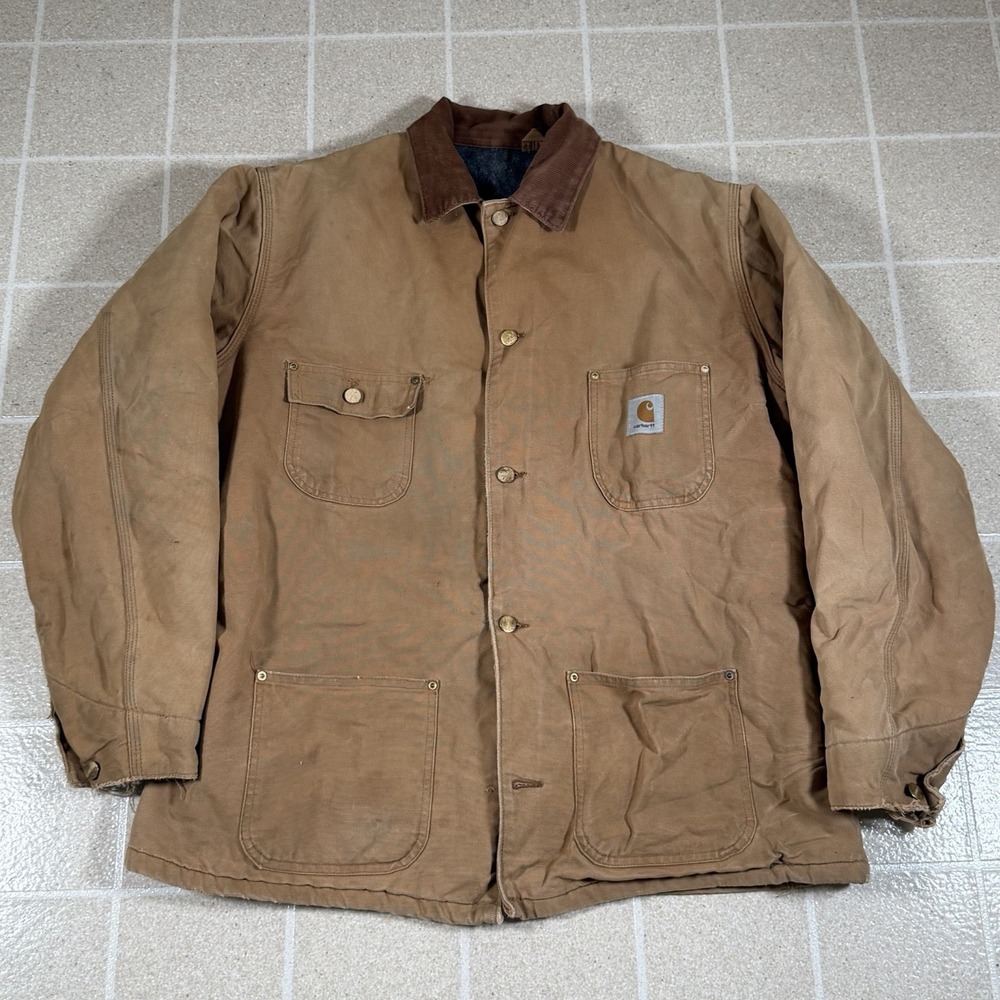 Carhartt Blanket Lined Barn Chore Jacket Size L Brown CO1 Vintage Union Made